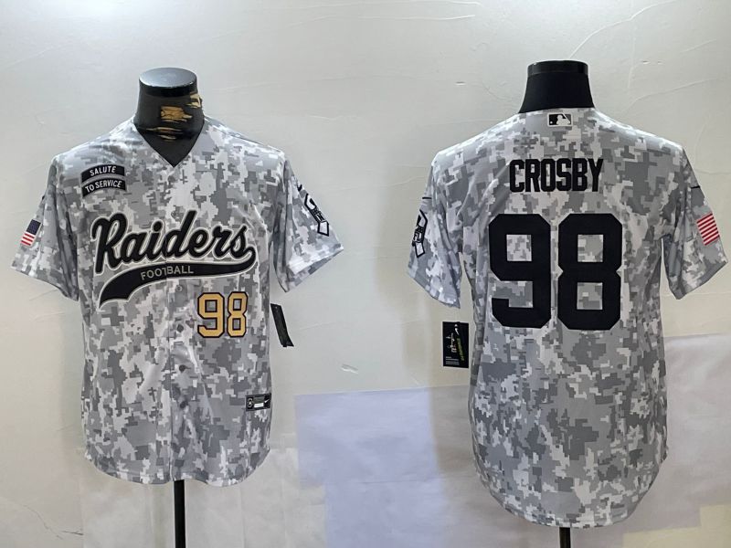 Men Oakland Raiders #98 Crosby Nike Arctic Camo 2024 Salute to Service Limited NFL Jersey style 1